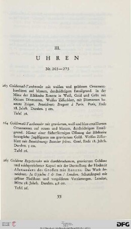III. Uhren (Nr. 263-273)