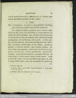 §. XXXI. Bilis irritamentum, ut causa proxima phthiseos pituitosae, pleuritides aut peripneumonias biliosas insequentis