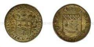 Französischer Rechenpfennig des Pariser Schöffen Nicolas Picques (französisch, lateinisch)