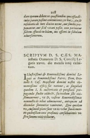Scriptum D. S. Caes. Maiestatis Oratorum D. S. Concilii Legatis ...