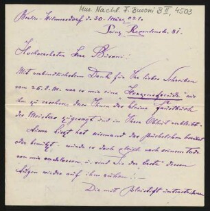 Brief an Ferruccio Busoni : 30.03.1921