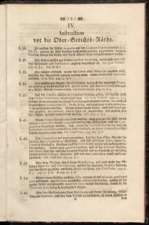 IV. Instruction vor die Ober-Gerichts-Räthe.