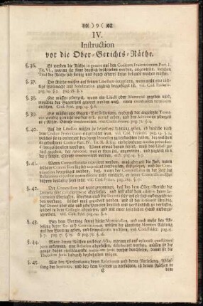 IV. Instruction vor die Ober-Gerichts-Räthe.