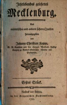 Jetztlebendes gelehrtes Mecklenburg, 1