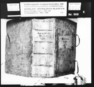 Lager- und Gültbuch über die Stadt Öhringen, renoviert durch Johann Christoph Anns und Theodor Gabler.