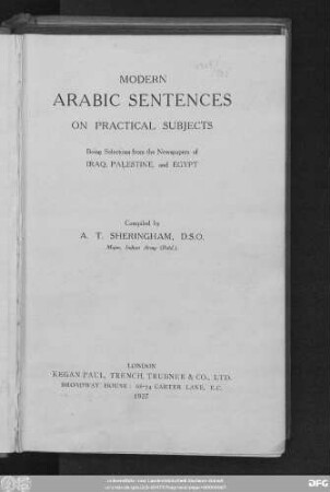 Modern Arabic sentences on practical subjects : being selections from the newspapers of Iraq, Palestine, and Egypt