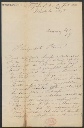 Brief an B. Schott's Söhne : 19.07.1888