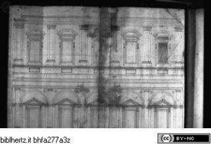Ms. Canon. Ital. 138: Pirro Ligorio, Libri delle Antichità, Innenhoffassade des Palazzo Farnese und leere Rückseite