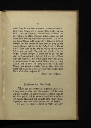 Nachwort der Verfasserin.