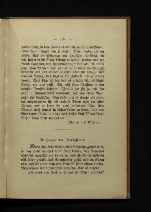 Nachwort der Verfasserin.
