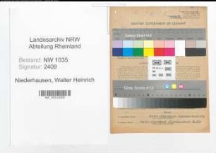 Entnazifizierung Walter Heinrich Niederhausen , geb. 06.05.1907 (Verladeaufseher)