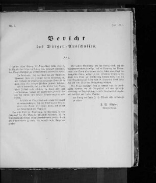 Nr. 5. Bericht des Bürger=Ausschusses. Juli 1871.