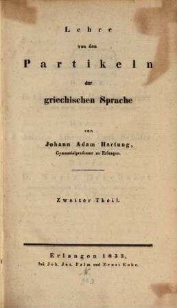 Lehre von den Partikeln der griechischen Sprache, 2