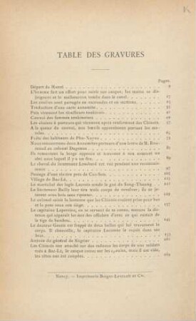 Table des gravures