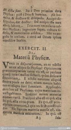 Exercit. II. De Materia Physicae.