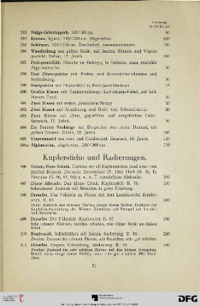 Kupferstiche und Radierungen (Nr. 406-439)