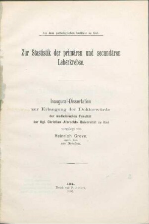 Zur Statistik der primären und secundären Leberkrebse