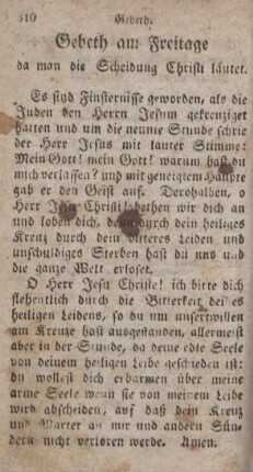 Gebeth am Freitage