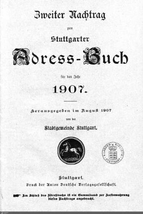 1907,2 - Nachtrag: Stuttgarter Adressbücher / Nachtrag, 1907, Bd. 2