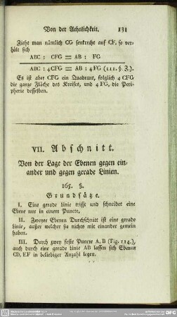 VII. Abschnitt. Von der Lage der Ebenen gegen einander und gegen gerade Linien