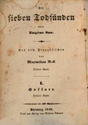 Die sieben Todsünden. 1,3, Bd.1 Hoffart ; Die Herzogin , Bd. 3