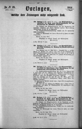 Anlage: zu No.28. (594-606.), Vorlagen, welche den Zeitungen nicht mitgeteilt sind