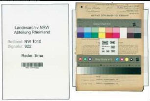 Entnazifizierung Erna Reder , geb. 21.08.1920 (Kauffrau)