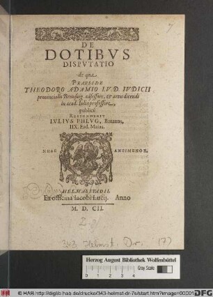 De Dotibus Disputatio