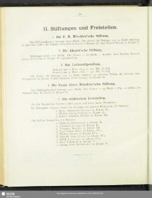 II. Stiftungen und Freistellen