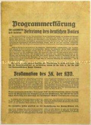 Flugschrift mit Programm der KPD zur Reichstagswahl 1930