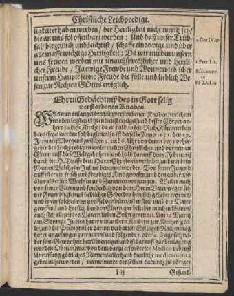 Ehren Gedächtnis des in Gott selig verstorbenen Knaben.