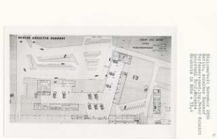 Anhalter Bahnhof, Berlin-Kreuzberg (Diplomarbeit bei Bernhard Hermkes): Autos, Verkehrsdienst, Grundriss Ebene + 33.00, 1:200