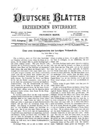 Über zwei Grundgebrechen der heutigen Volksschule : (Fortsetzung)