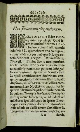 Flos Juvenum elegantiorum.