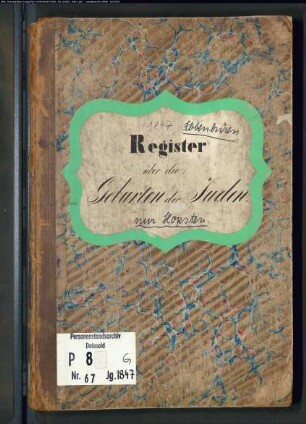 Zivilstandsregister der Juden Kreisgerichtskommission Ibbenbüren, nur für Hopsten (G 1847) (Gemeinde: Ibbenbüren, Kreis Tecklenburg)