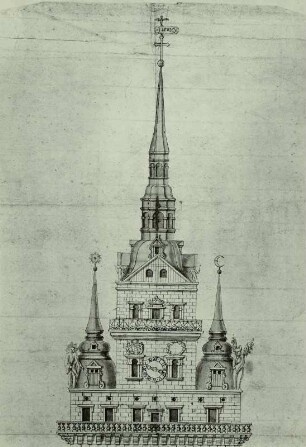 Kreuzkirche, Turmaufriss, Detail