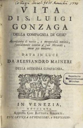 Vita di S. Luigi Gonzaga