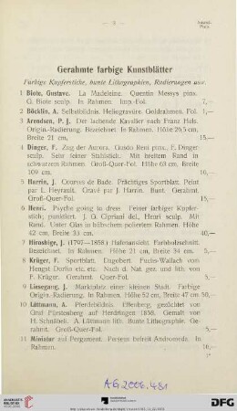 Gerahmte farbige Kunstblätter (Nr. 1-18)