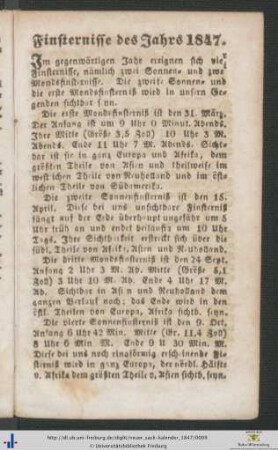 Finsternisse des Jahres 1847.