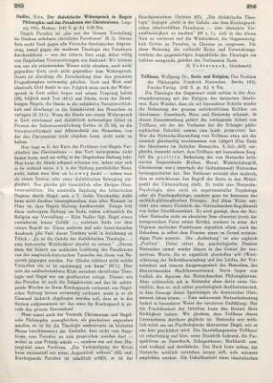 286-287 [Rezension] Trillhaas, Wolfgang, Seele und Religion