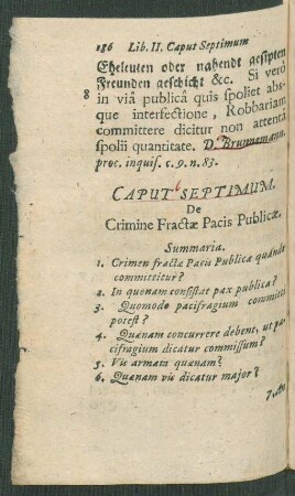 Caput Septimum. De Crimine Fractae Pacis Publicae.