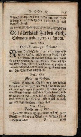 Von allerhand Farben Tuch, Schnuren und anders zu färben.
