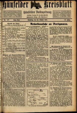 Erste Ausgabe vom Samstag, den 22. Oktober 1927.