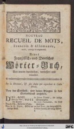 Neues Französisch- und Deutsches Wörter Buch.