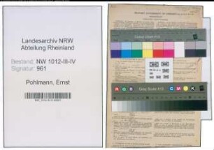 Entnazifizierung Ernst Pohlmann , geb. 07.09.1889 (Zollassistent)