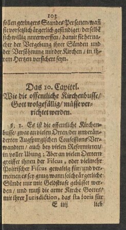 Das 10. Capitel. Wie die offentliche Kirchenbusse/ Gott wolgefällig/ müsse verrichtet werden.
