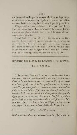 Séparation des racines des équations a une inocunnue.