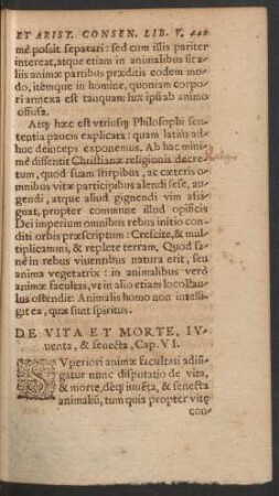 De Vita Et Morte, Iuventa, & senecta, Cap. VI.