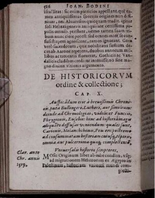 De Historicorum ordine & collectione; Cap. X.