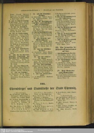 III. Ehrenbürger und Stadtälteste der Stadt Chemnitz